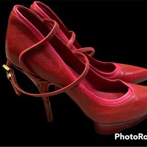 Cesare Paciotti red high heels with platform sexy shoes (37,5) 7,5sz